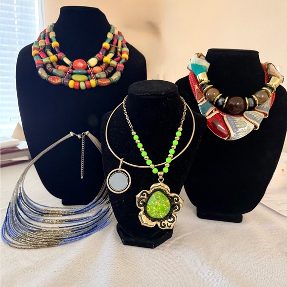 Jewelry - Vintage Colorful Beaded Necklace and earrings 
6 necklaces 
2 earrings